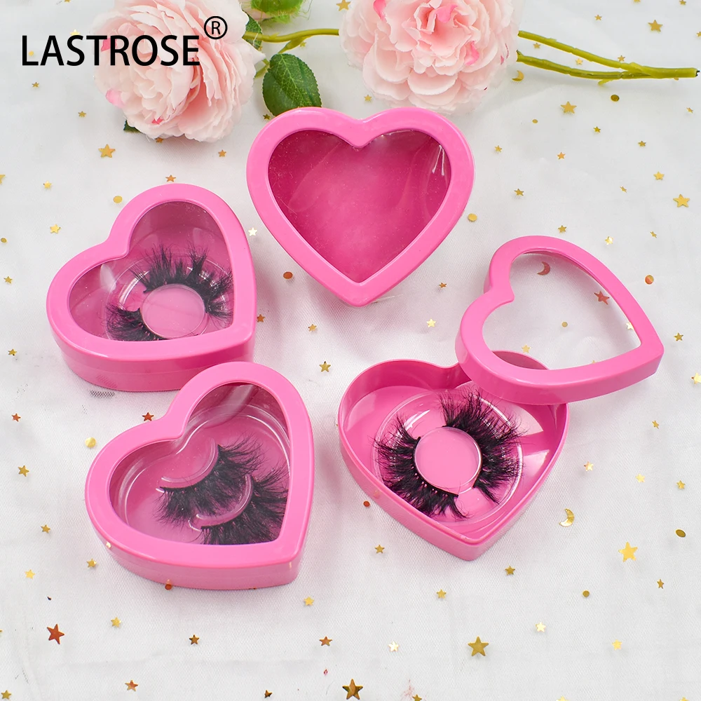 

wholesale empty custom eyelash box 25mm 3d mink eyelash packaging box hot pink heart shape lashbox