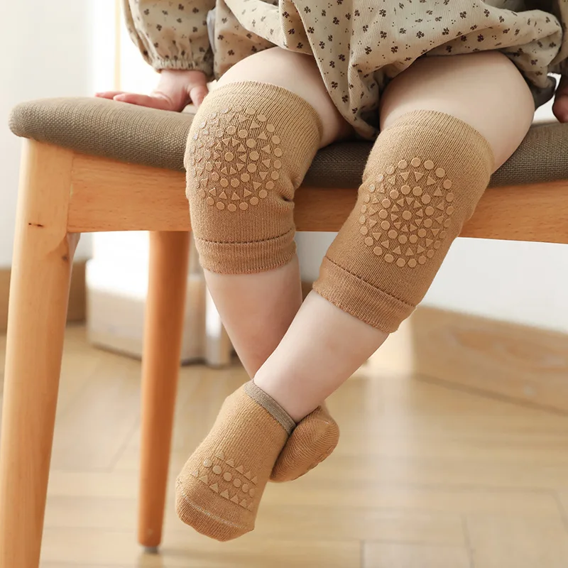 

Solid Color Anti Slip Socks Kneecap Summer Baby Knee Pads Socks Set Kid Crawling Safety Floor Socks Knee Protector for Girls Boy