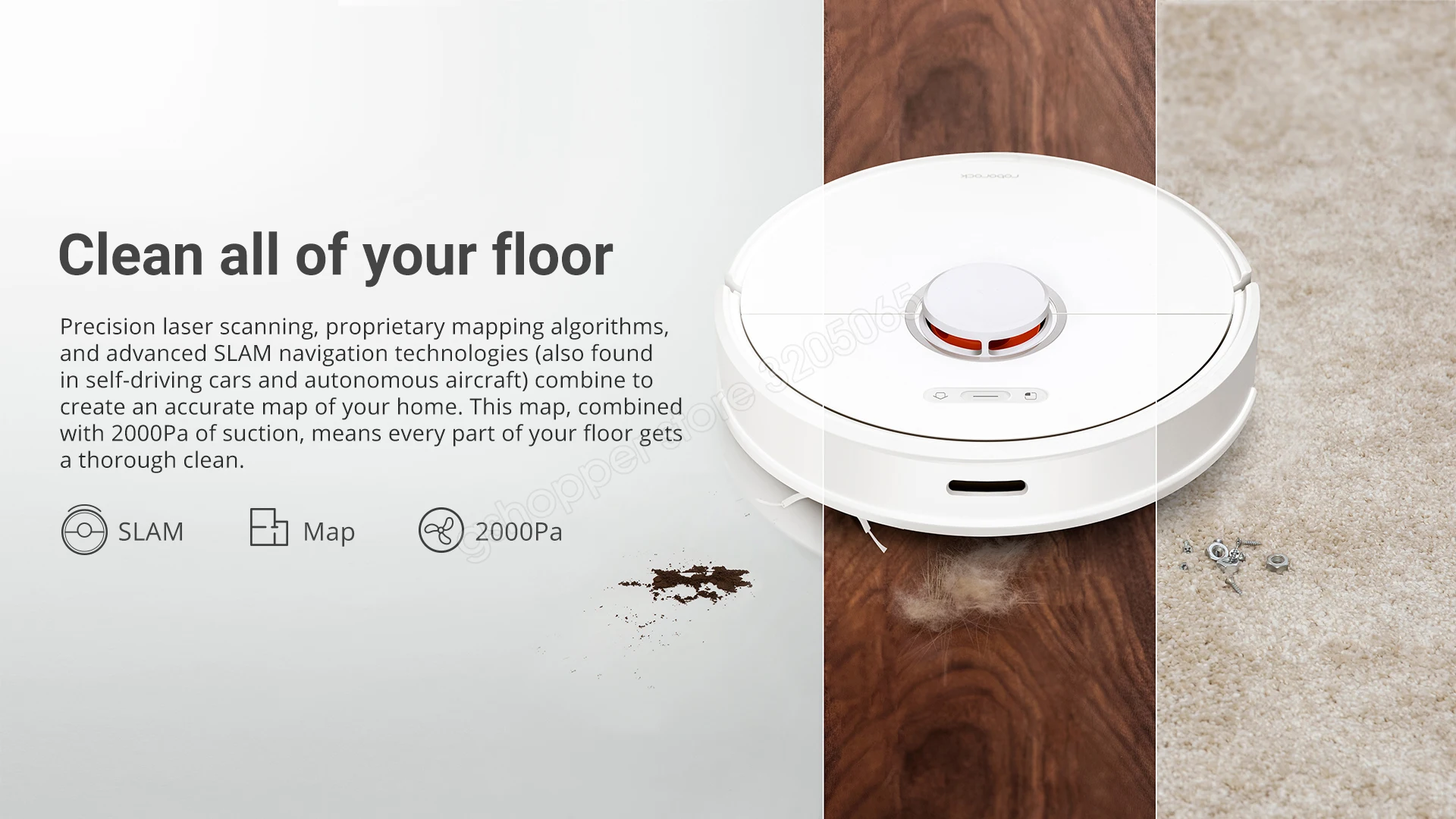 Roborock S6 Robot Vacuum Cleaner Works With Google Powerful Home