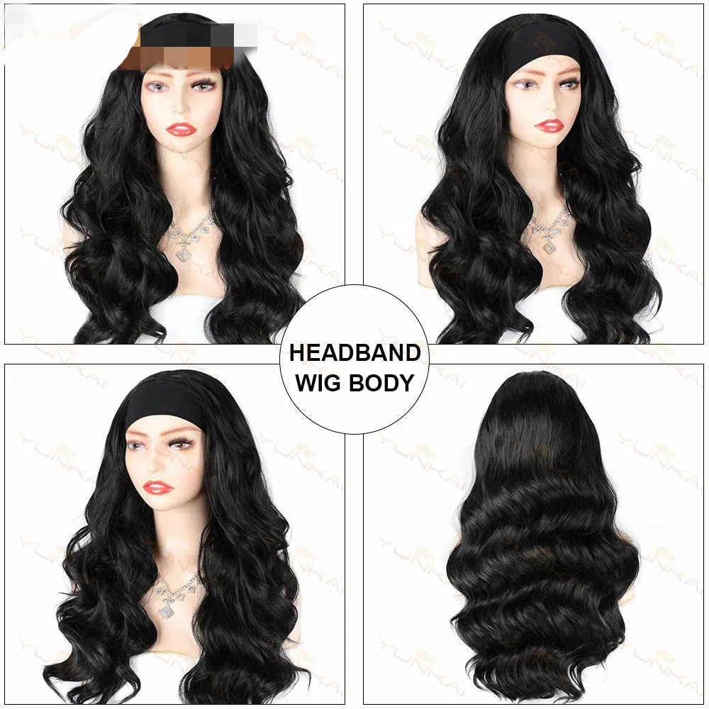 

Women's Headband Wig Long Body Wave Wigs Chemical Fiber Headgear Headband Wig, Pics