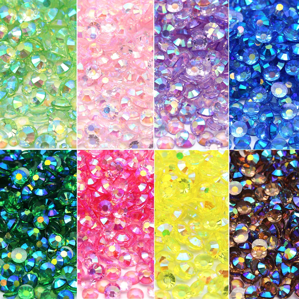 

XULIN 16 Kinds New Transparent Bottom Jelly AB Color 2mm-6mm Falt Back Resin AB Rhinestone, 16kinds new transparent botoom jelly ab color