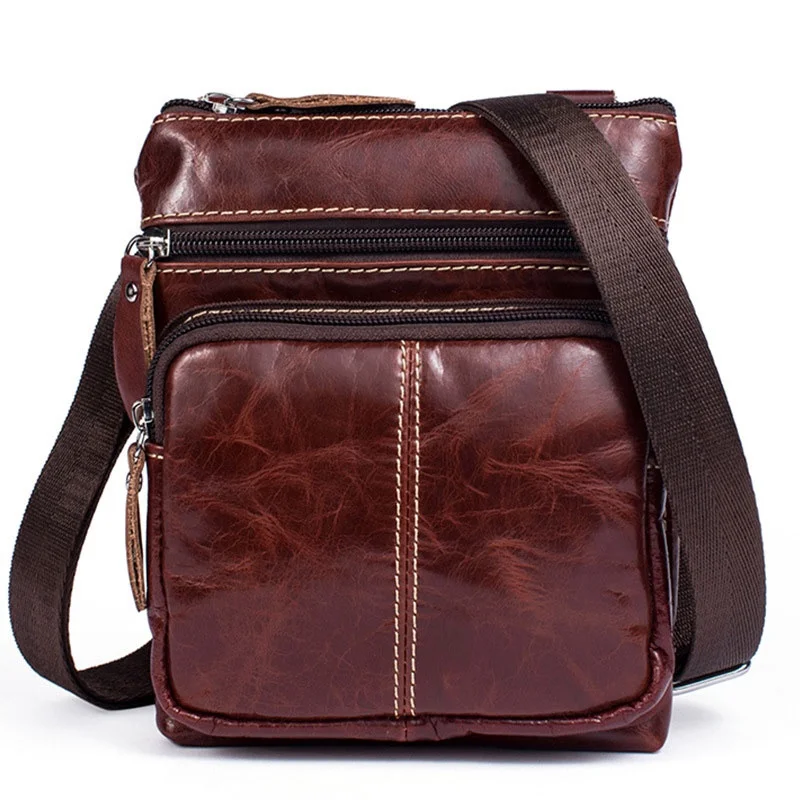 

2019 latest high quality men retro zipper leather business casual shoulder Messenger bag H