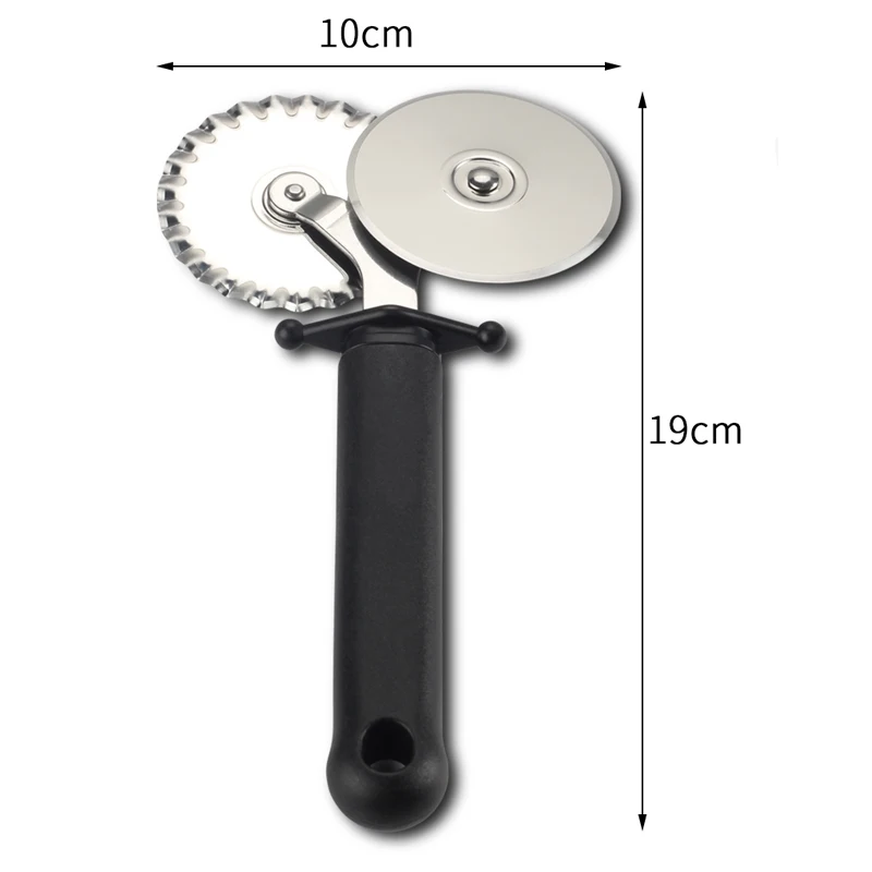 

Stainless steel double wheel pizza cutter with plastic cutter knife