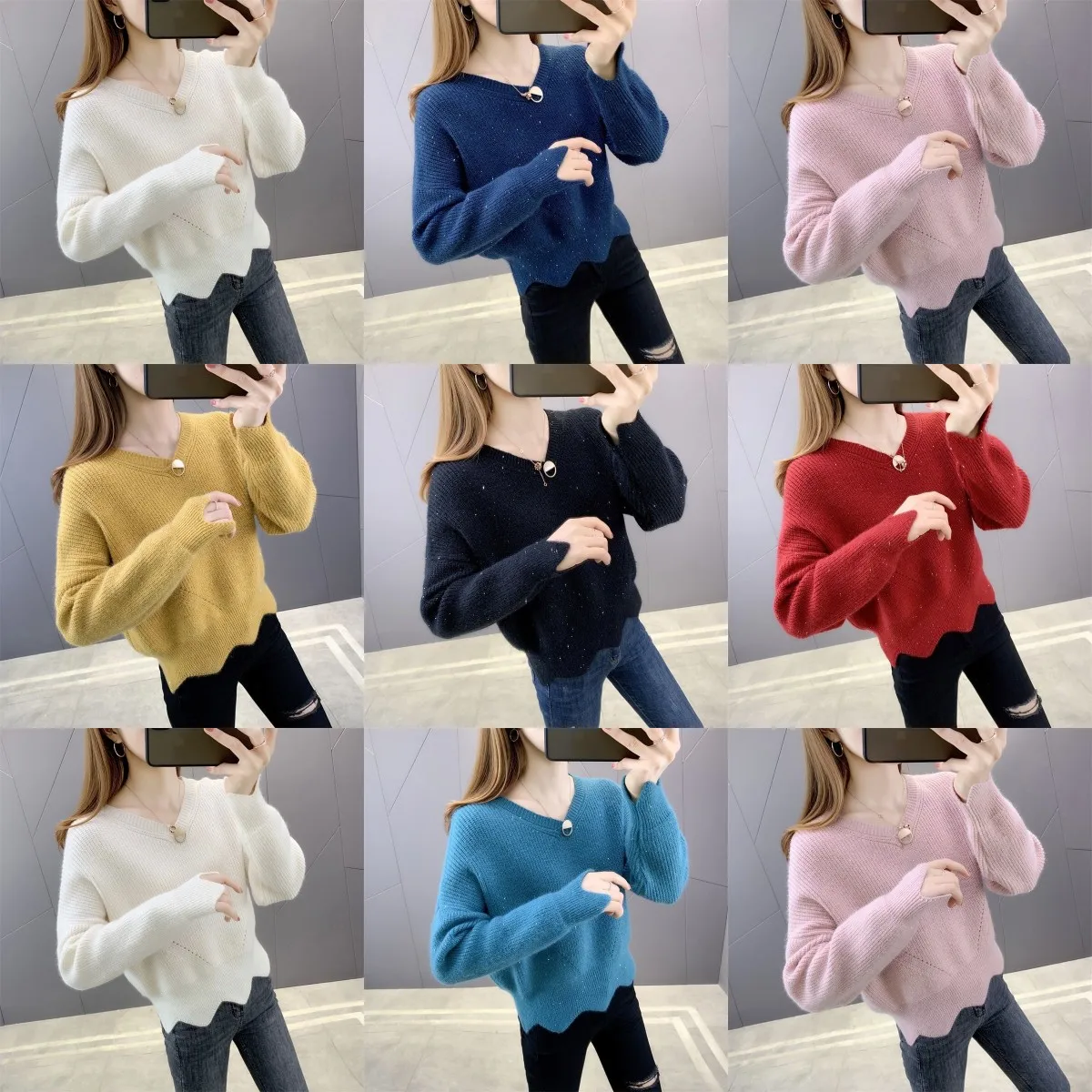 

New women's winter wholesale clothing turtleneck jacket pullover polyester knit women's long-sleeve sweater cheap