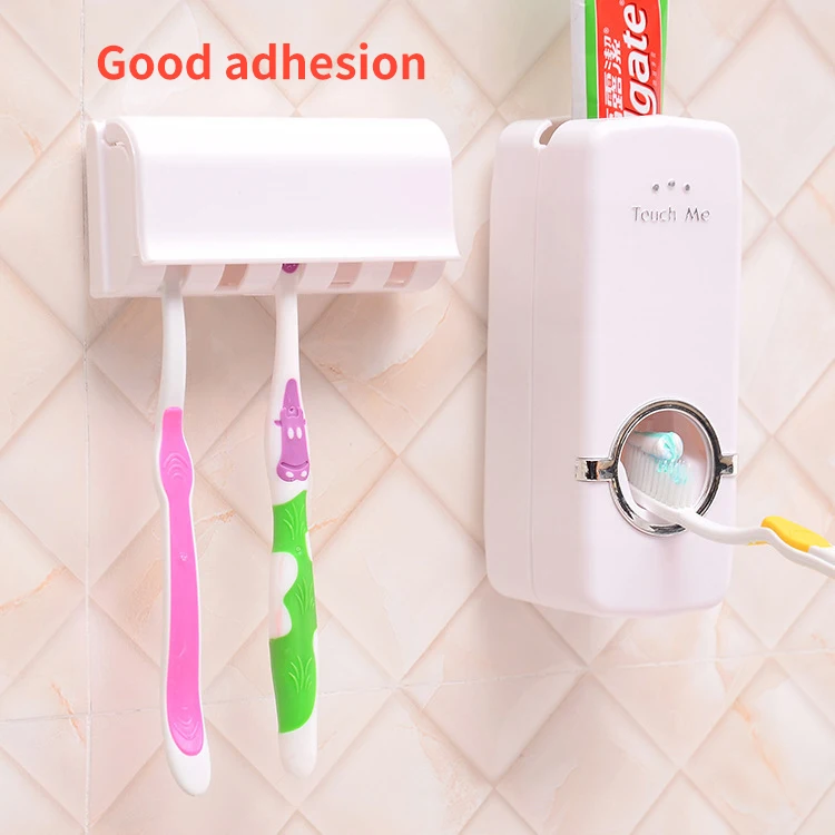 

Dropping Shipping Automatic Toothpaste Dispenser Dust-proof Toothbrush Holder Wall Mount Stand Bathroom Accessories Set