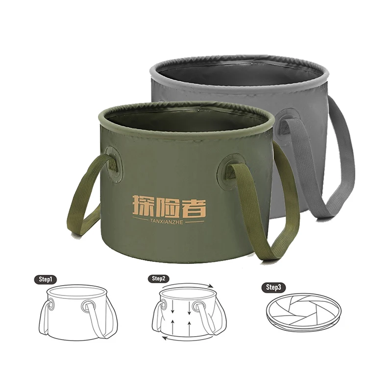 

13L/20L Collapsible foldable bucket Waterproof Water Container camping water buckets wholes Outdoor Fishing Barrel Tools, Army green,grey