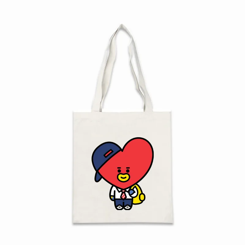 

Customizable Creative Kpop Merchandise Catoon Bts School Shopping Bag Bts Tote Canvas Bag, As picture