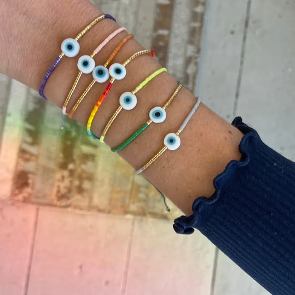 

Go2boho Evil Eye Bracelet For Girl Bohemian Rainbow Bead Jewellery Fashion Adjustable Rope Jewelry 2023 Miyuki Beads Bracelets