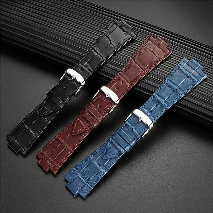 

Premium Quality Genuine Cowhide Leather Watch Strap 26mm Crocodile Grain Watchband Quick Release Bracelet Black Prx Watch Belt