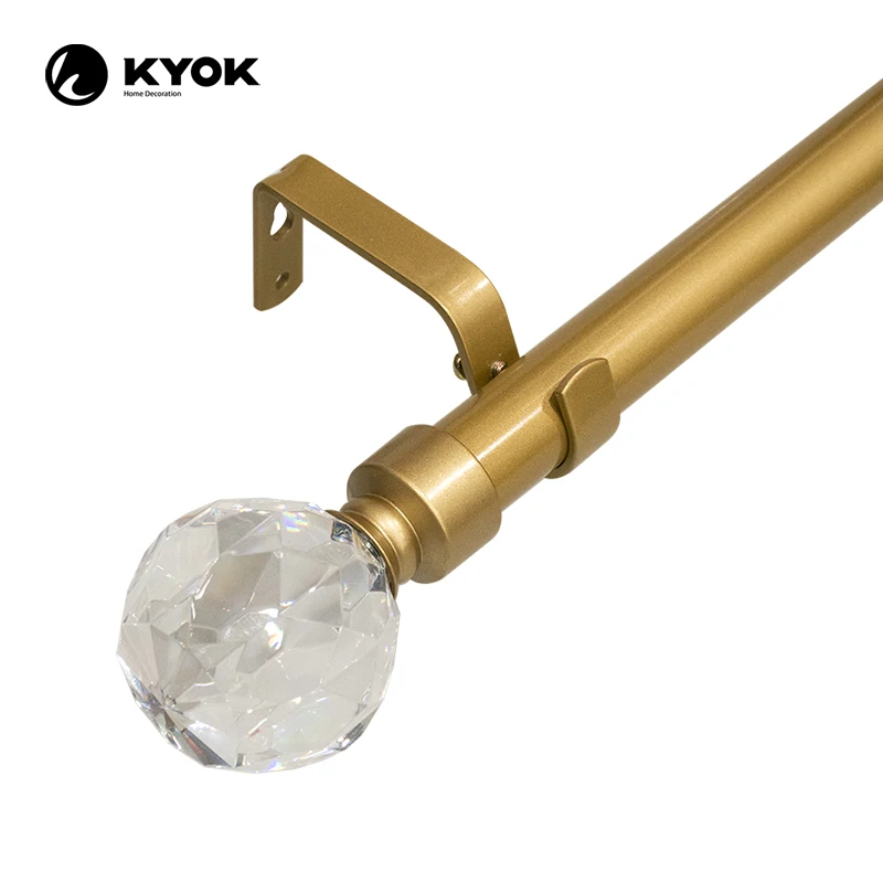 

KYOK 25mm pvc rod with gold plastic finial tension shower curtain rods and rails, Ab/ac/gp/cp/ss/sn/bk/bks