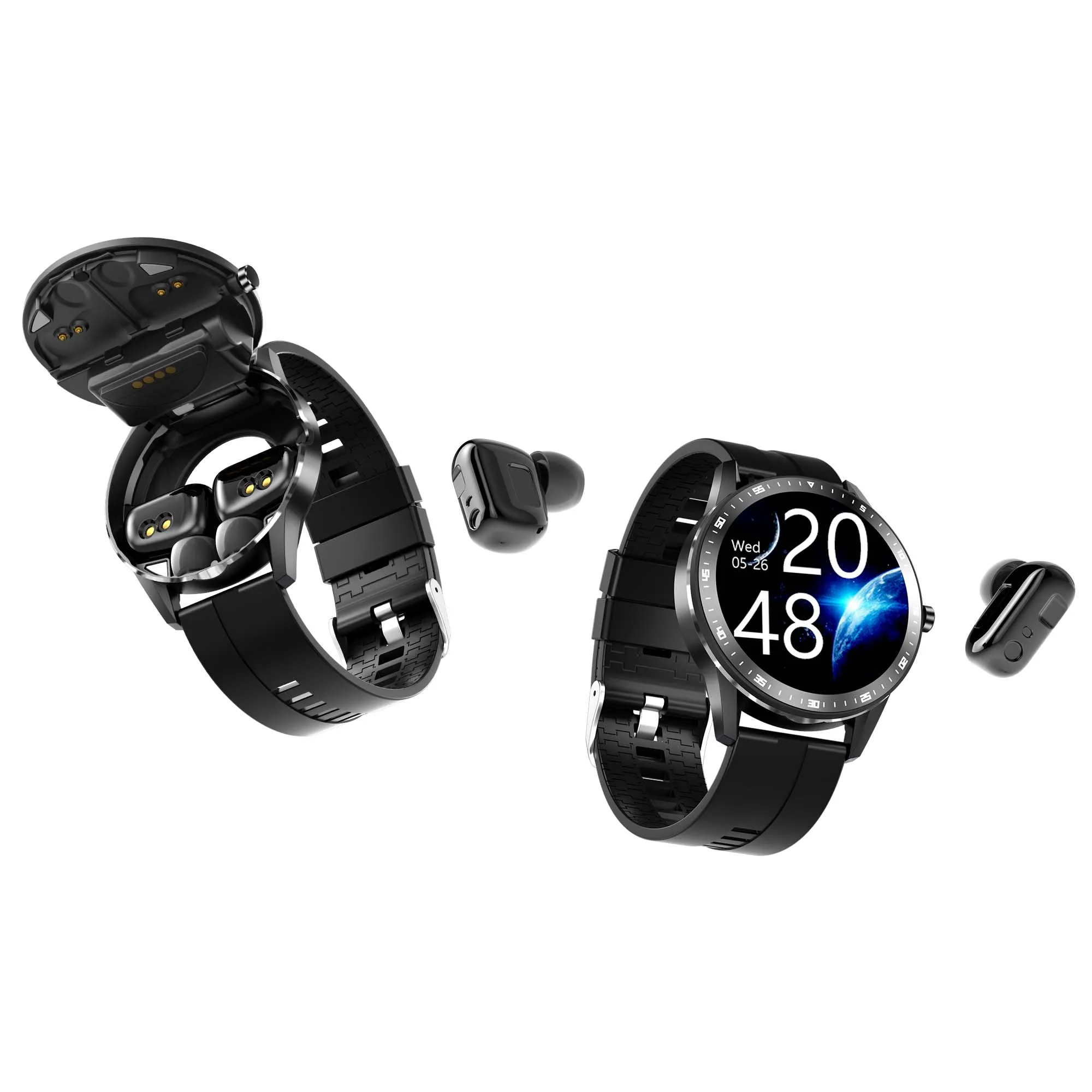 

Smart watch with TSW ear phone X6 Two in one IP 67 waterproof, Balck