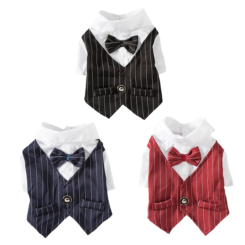 

Wholesale High Quality With Bow Tie Thin Fashion Suit Shirt Pet Dog Cat Apparel Clothes, 2colors