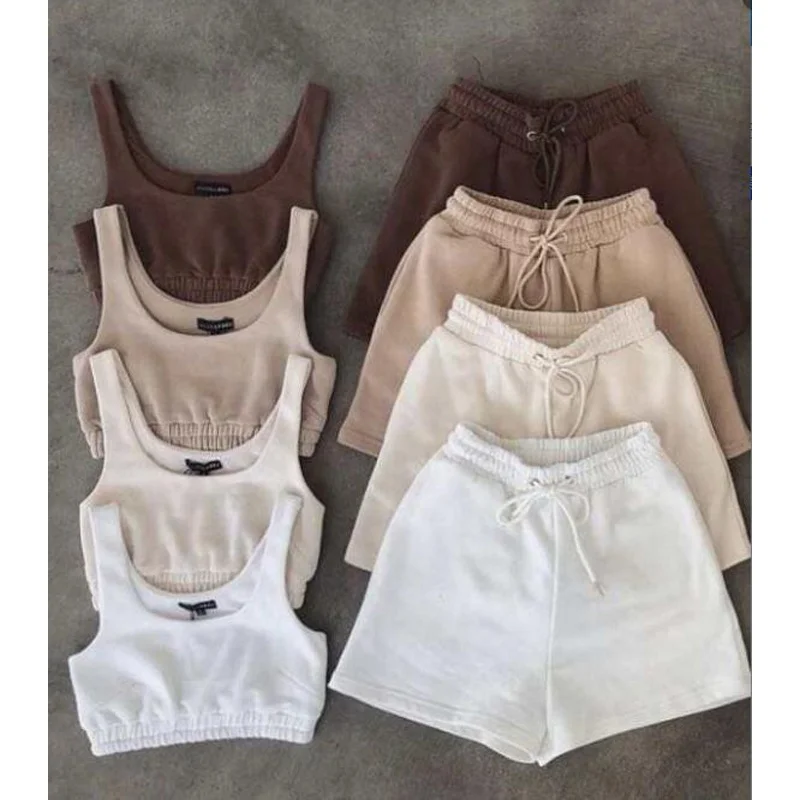 

women two piece set 2023 new casual sports wear two piece short set 2 piece set women clothing