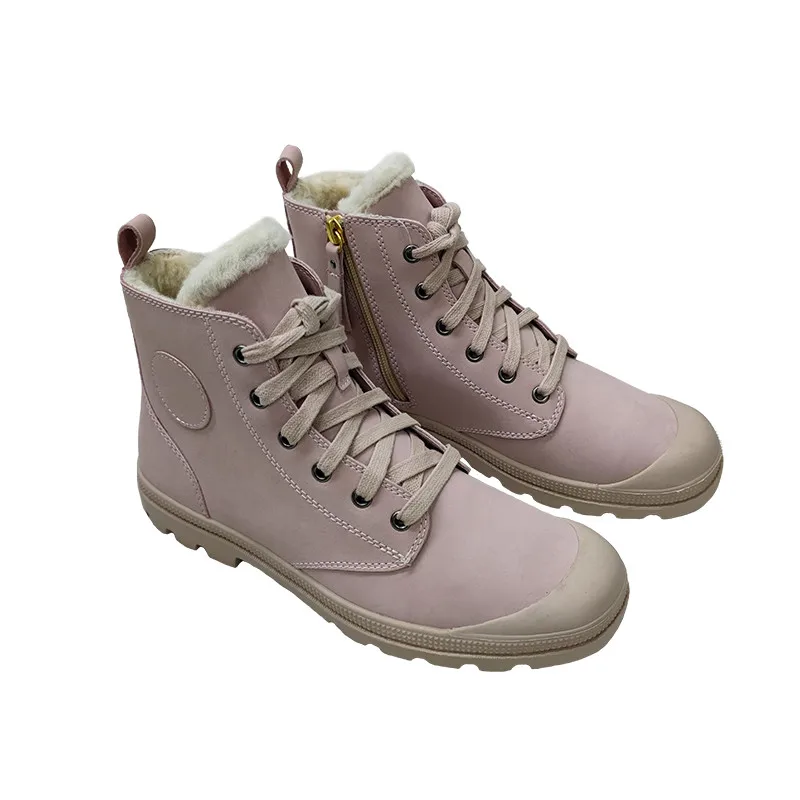 

Fast-Shipping Cheap Winter Zip Pink Martin Boots Sheepskin fur women martin boots, Pink or coustomized