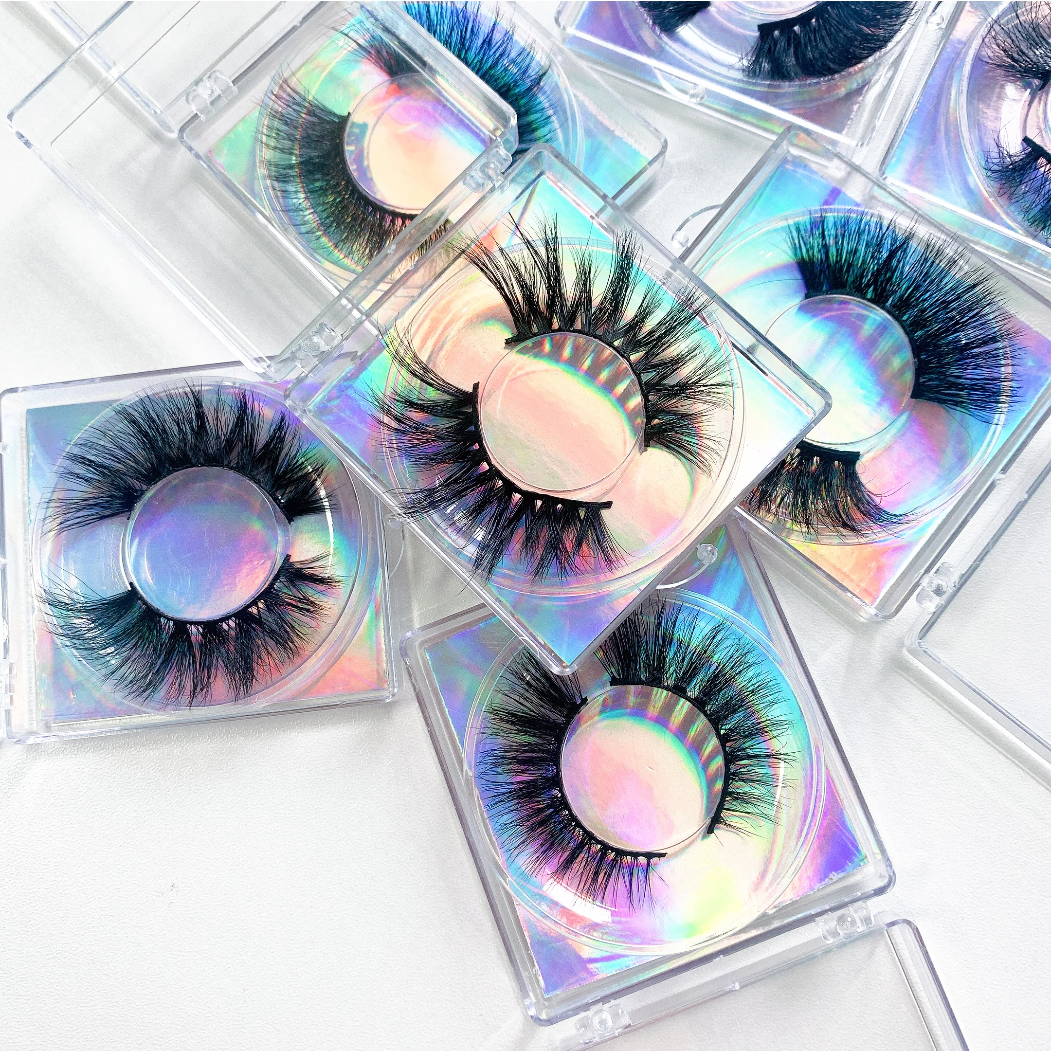 

Lash Vendor Wholesale Private Label 3D Mink Eyelashes Custom Packaging Box 18-25mm full strip lashes, Black color