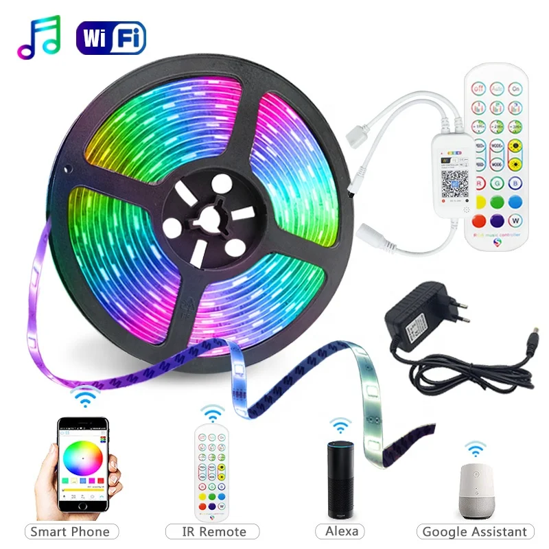 5050 LED Tape 16.4ft 16.4 Feet Gaming Room 5M Google Home Alexa Smart LED RGB Strip Light