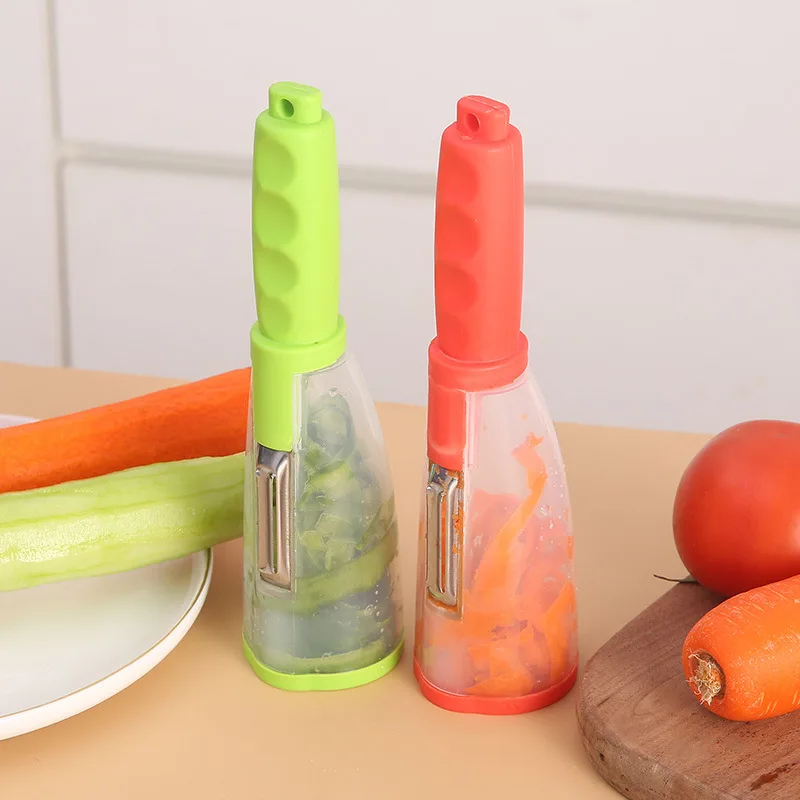 

New Stainless Steel Peeler Multi-functional Storage Type Kitchen Tools For Fruit Vegetable With PP Handle, Green,orange