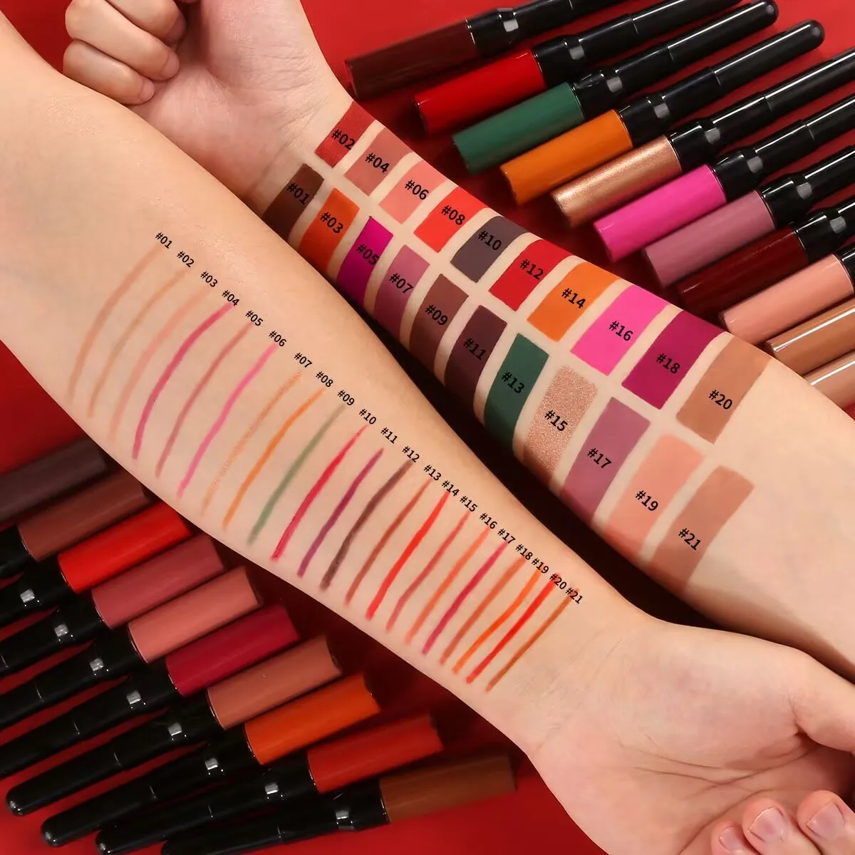 

15 colors Private Label 2 in 1 Double Head Beauty Color waterproof Matte Lipstick and Lipliner