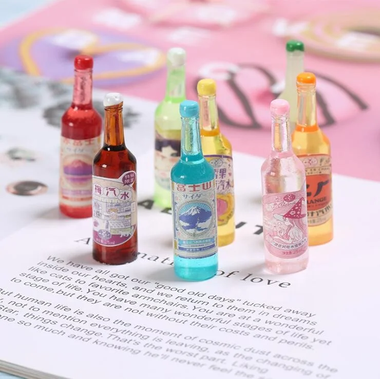 

Cute Resin Bottle Charms Fruit Drink Juice Sparkling Japanese soda bottle Mixed Color Bottle Charms Pendants For DIY Jewelry, Picture