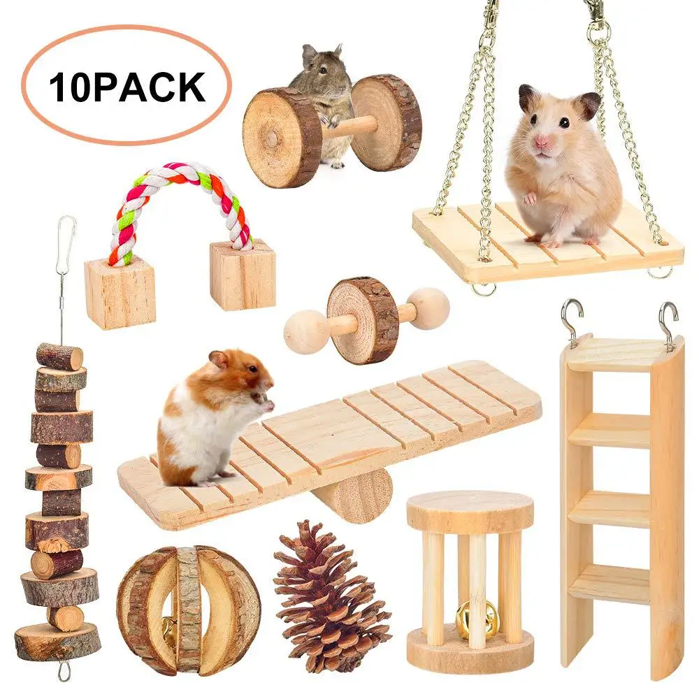 

Hamster Chew Toys, 10Pack MSDS Approved Natural Wooden Pine Guinea Pigs Rats Chinchillas Toys, Customized