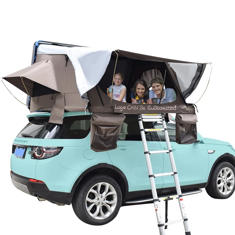 

Travelling Tour Waterproof Outdoor Foldable Aluminum Car Rooftop Hard Shell 4 person Roof Top Tent, Black/ white shell, grey/ green/ khaki/ coffee fabric