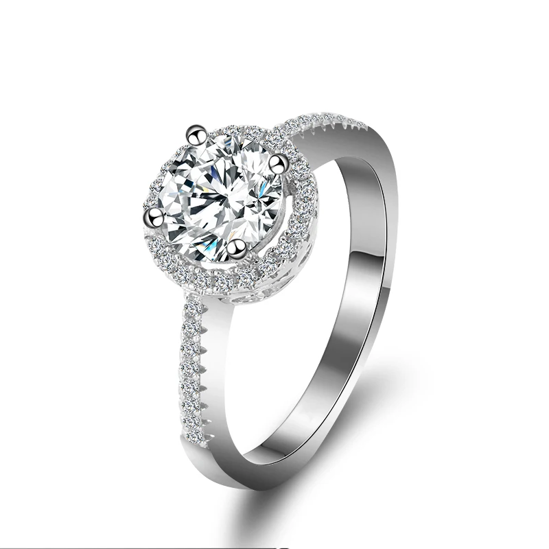 

New Arrival 6.5mm Center Stones Def Color Moissanite 925 Sterling Silver Ring