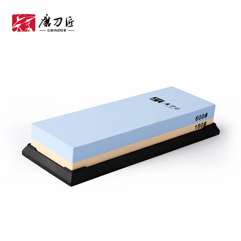 

Double Side TAIDEA TG6618 Kitchen Knife Sharpening Stone 180/600 With Silicon Anti-slip Base Design Manual Whetstone Sharpener, Blue and yellow