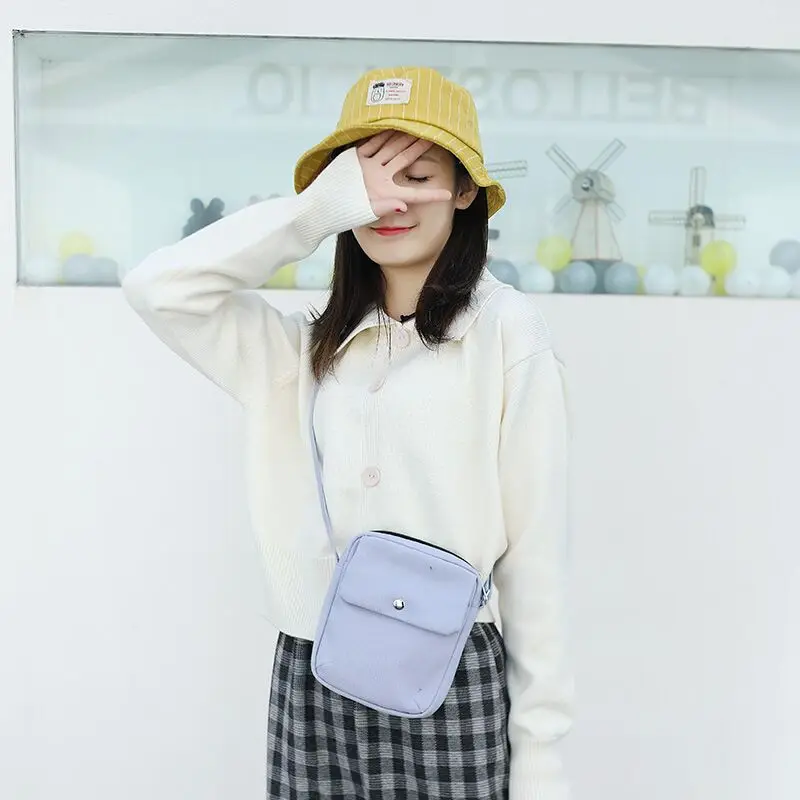 

Original canvas bag female shoulder mobile phone bag cute student messenger bag for girls, Green, yellow, black, sky blue, pink, red