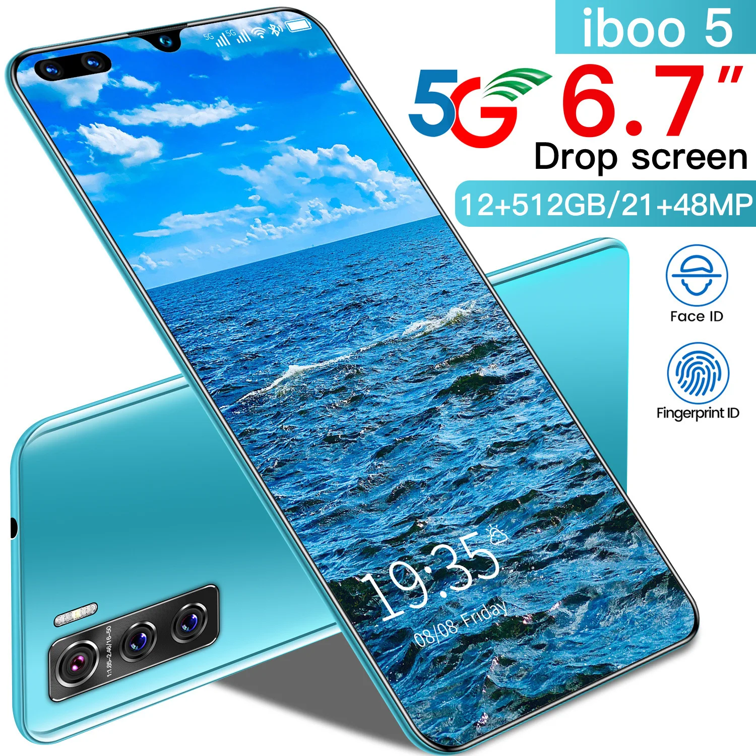 

6.7 Inch iboo 5 8gb+256gb Core Android 10.1 Phones Lowest Price Cellphones Unlocked Smart Mobile Phones 4g Smartphone