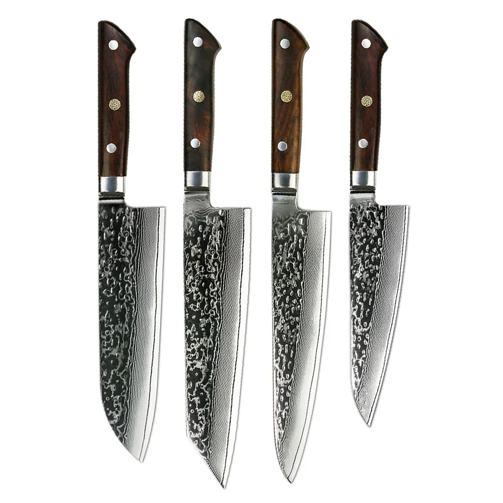 

New design 67 Layers VG 10 Japanese Damascus Steel kitchen knife set with Premium RoseWood