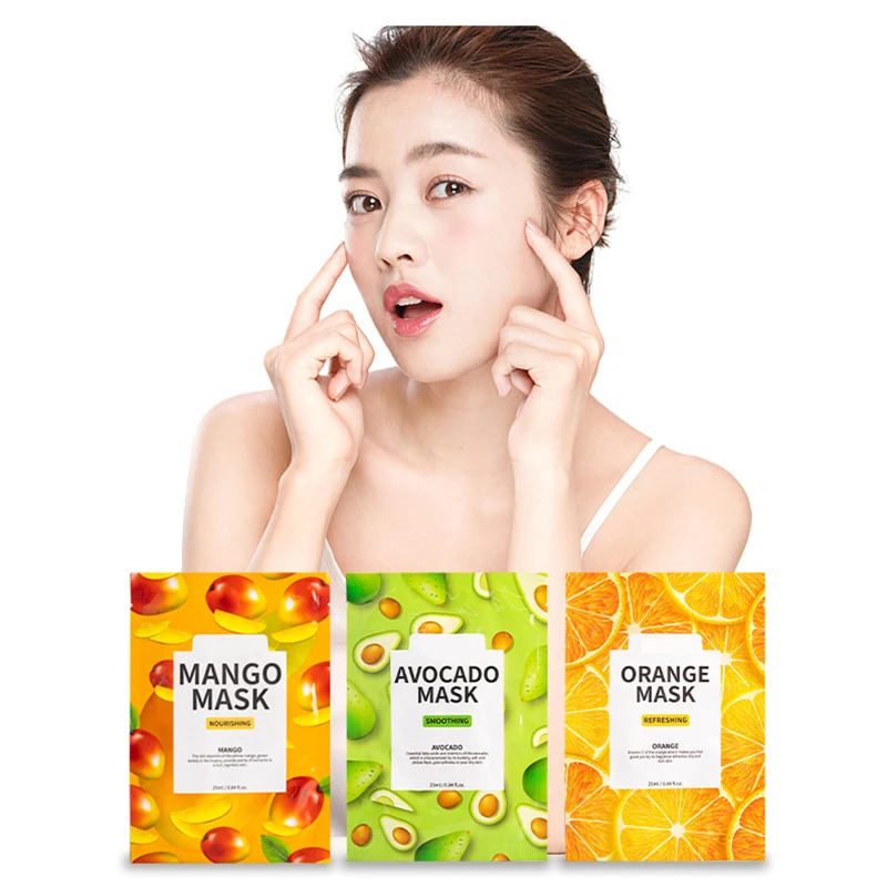 

OEM Cosmetic Whiten Hydrating Face Sheetmask Natural Organic Fruit Plant mascarillasl facial Beauty Skincare Facial Mask