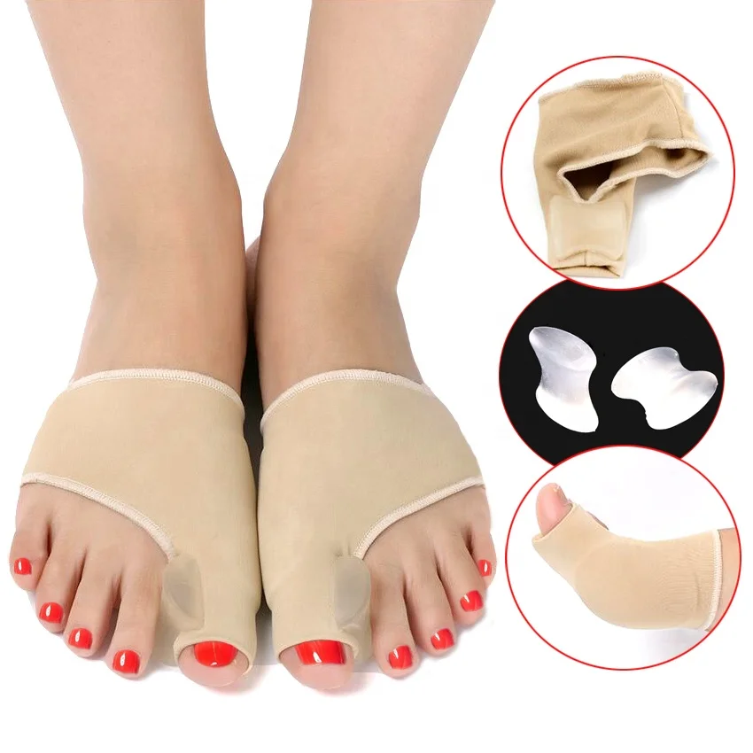 

Bunion Corrector Gel Toe Protector Sleeve Pain Relief Treat Pain Hallux Valgus Big Toe Joint Hammer Toe Separators Spacers, Beige/black colors