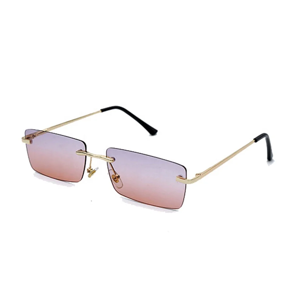 

2020 new frameless eyewear women fashion rectangle style glasses rimmed piece sunglasses