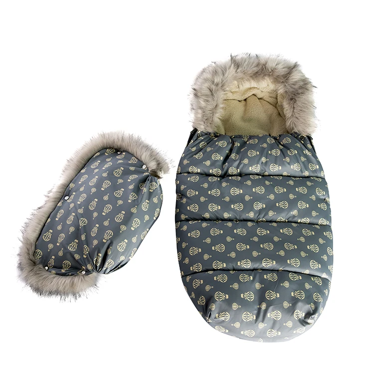 

Designer foldable organic winter baby sleeping bag with fur, Customized color