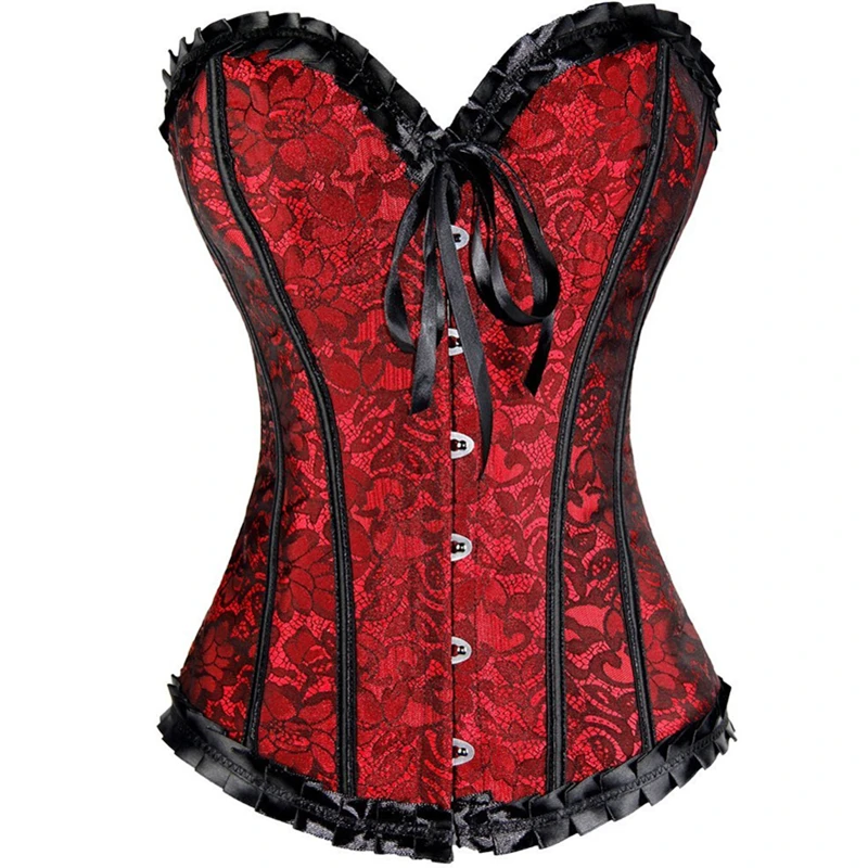 

Women Vintage Prints Corset Lace Painted Corset zip up body shaper Corset Top Bustiers, Red, purple, can be customerized