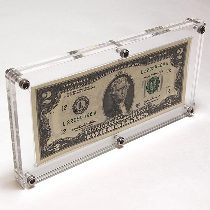 Transparent Money Holder Acrylic Currency Display Frame