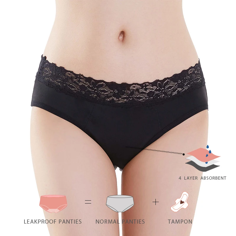 

Lynmiss Wholesale Women Reusable Functional Incontinence Menstrual Underwear Lace Cotton Period Panties Underwear for Women
