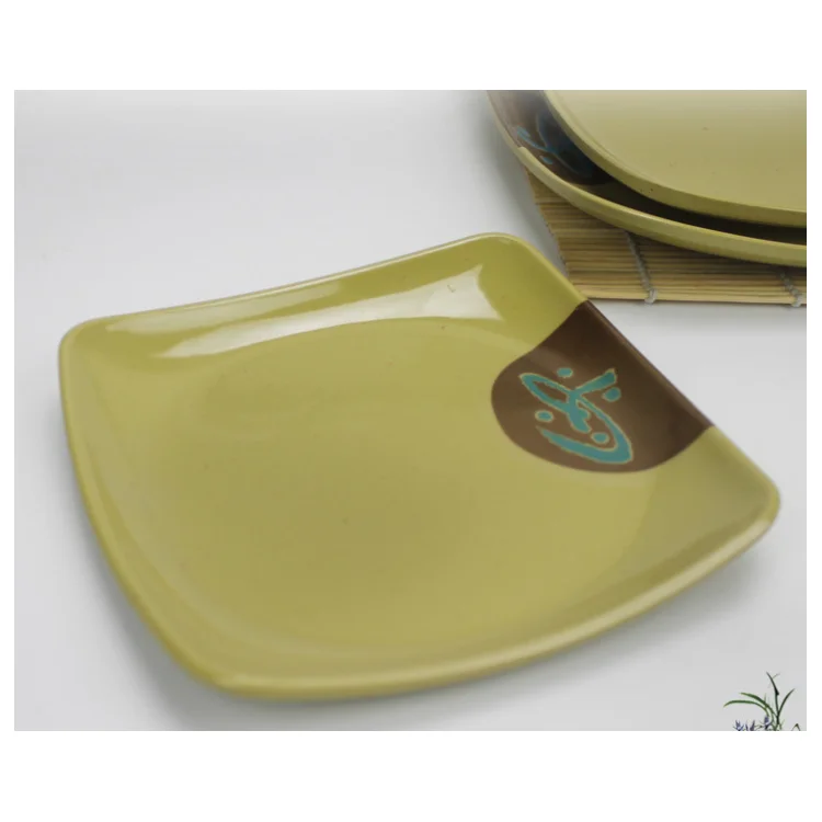 

A326 Wholesale Tableware Imitation Porcelain Square Plate In-glaze Flat Dinner Plate