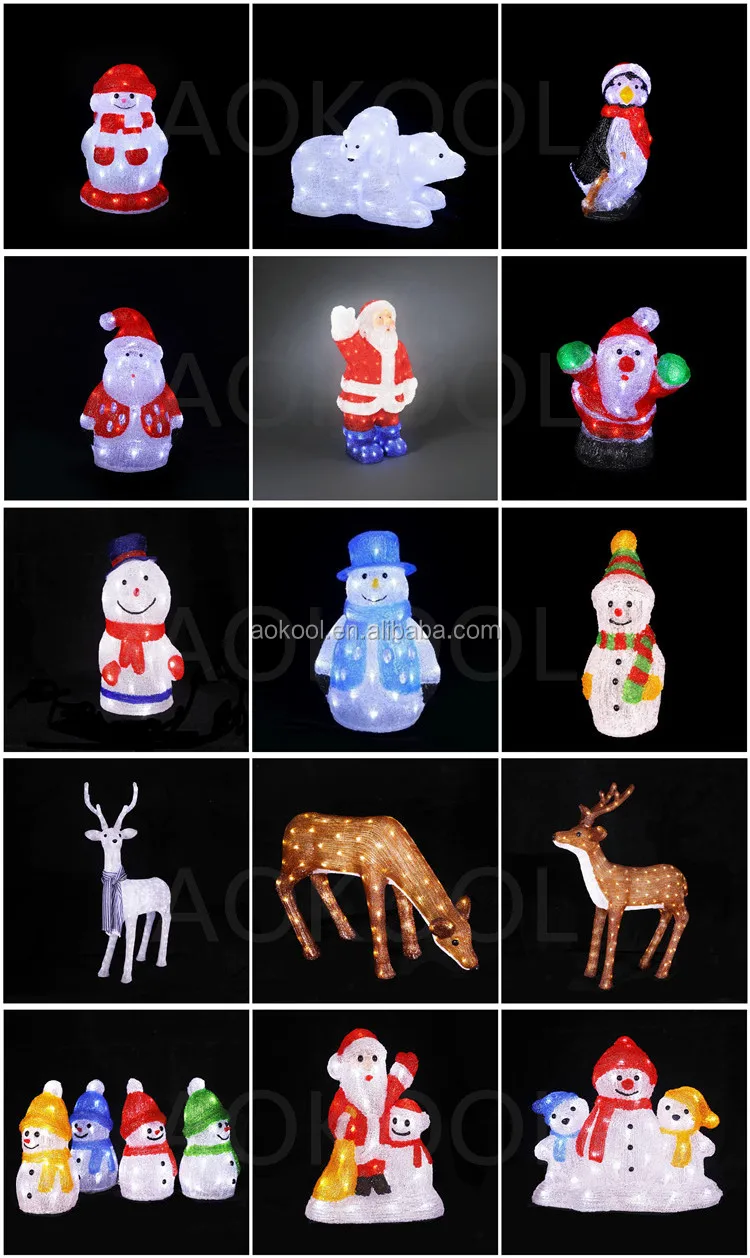 3D Small Acrylic Sculpture Snowman Christmas Lights