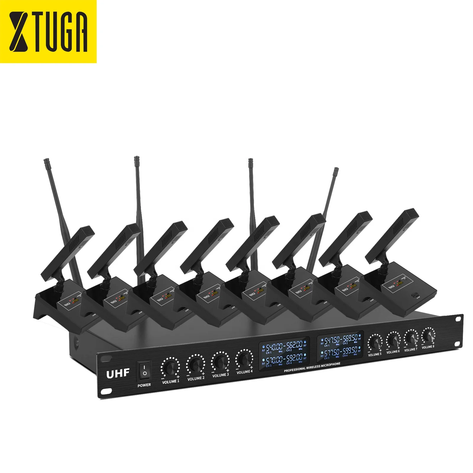 

One Drag Eight 8 Channels UHF Gooseneck Wireless Conference Microphone System For Meeting Room Table Desktop