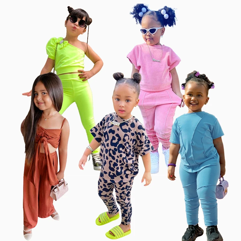 

Hot Sale Summer Toddlers Girl Clothes 6-12 Years Little Kids Girls Clothing Sets
