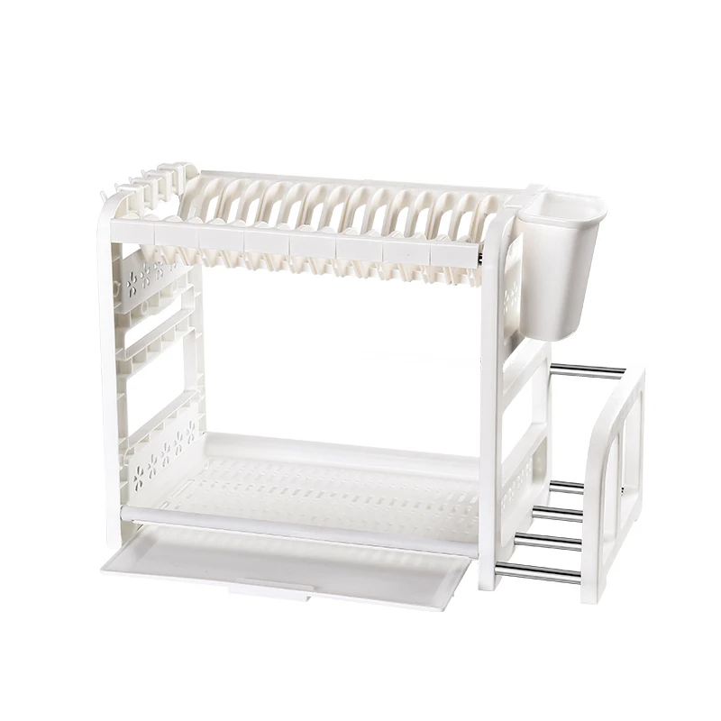 

Wholesale China trade 2 layer plastic eco-friendly easy storage dish rack, White,coffee