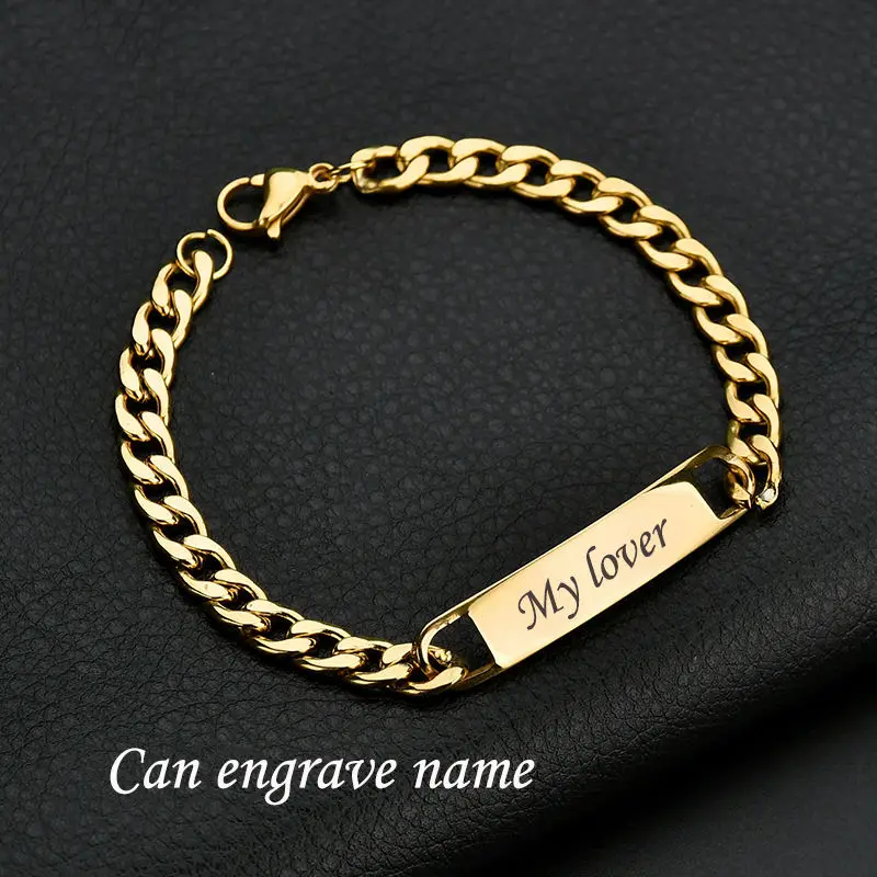

Custom Engraved Name Letter Date Bracelets Women Men Adjustable Bangles For Boys Girls Kids 2023 stainless steel jewelry