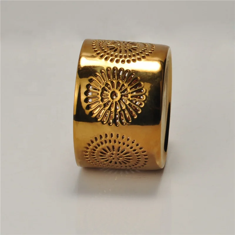 8oz Vintage gold tealight ceramic candle tin