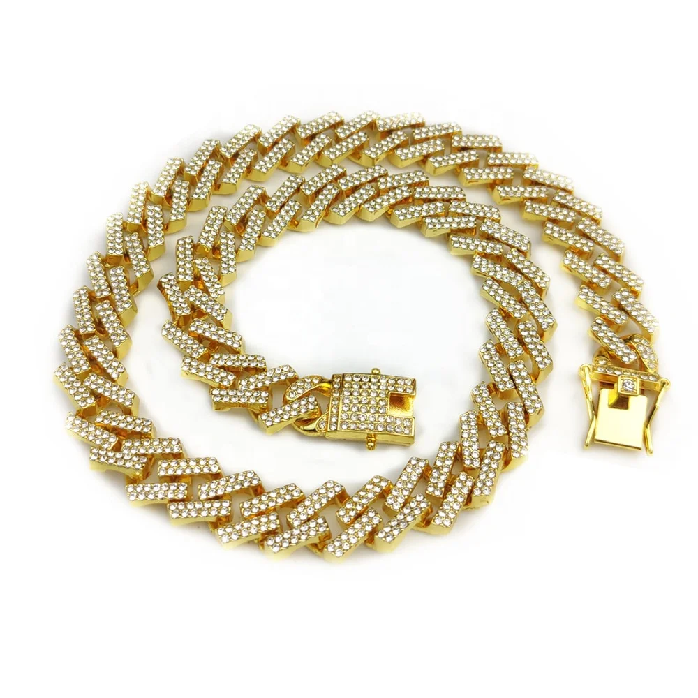 

Luxury Custom Gold Hip Hop Bling Jewelry Diamond Necklace Men Tennis Cuban Link Iced Out Diamond Chain, Gold,silver,rosegold