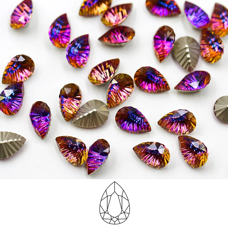 

Wholesale Full Size Brilliant Color Point Back Crystals Nail Art Fancy Stone for Clothes Garment