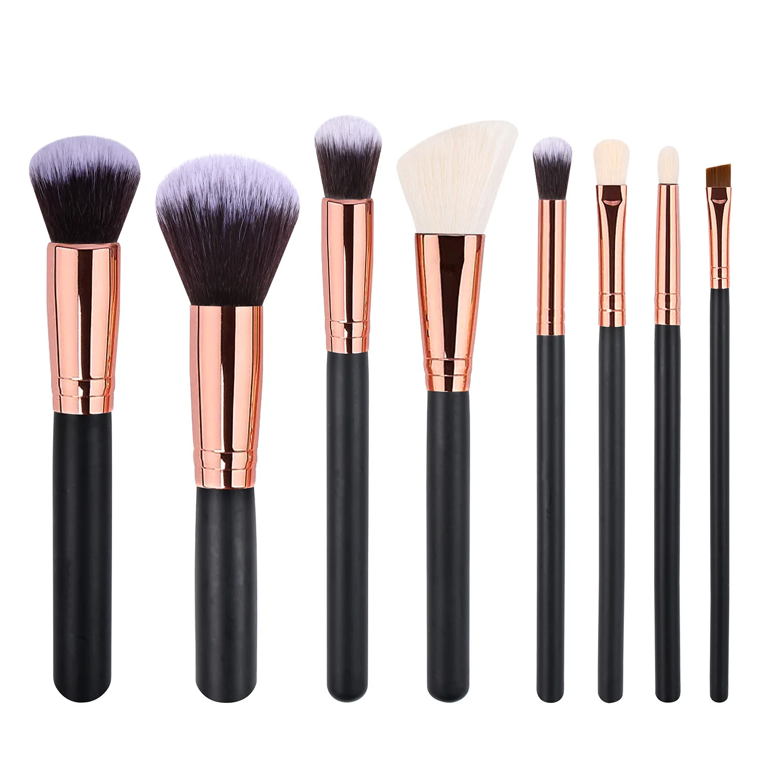 

Professional Full Makeup Brush Set Black Rose Gold Handle Face Makeup Brushes With Quality Zipper Bag, Customized color