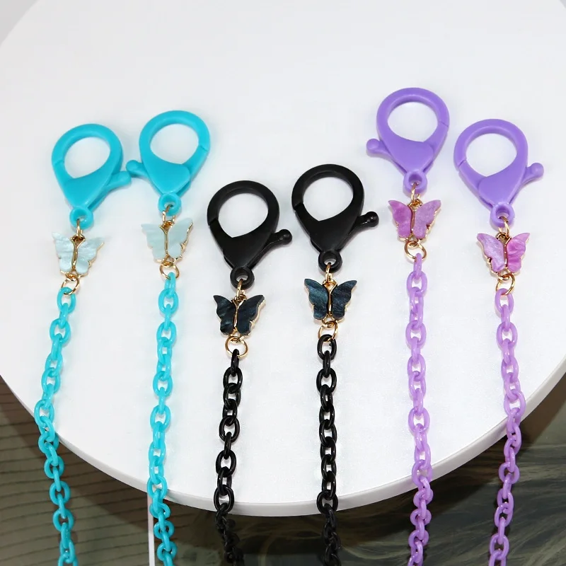 

Cute butterfly Charms Acrylic Sunglasses Chains Masking Chains Glasses Straps Eyeglass Lanyard masking holder chain, Multi color