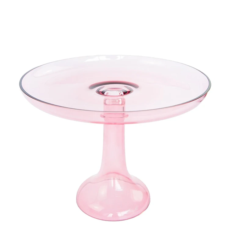 

OEM Hand Blown Modern Decorative Pyrex Clear Colored Glass Display Stand Color Glass Cake Plates, Custom color