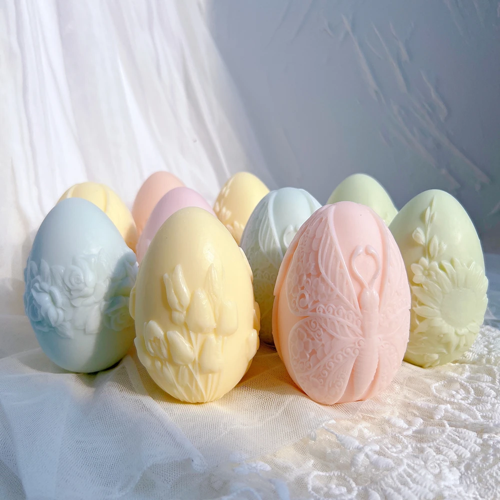Oval Floral Silicone Mould Butterfly Soy Wax Molds Home Decor Sunflower Egg Candle Mold